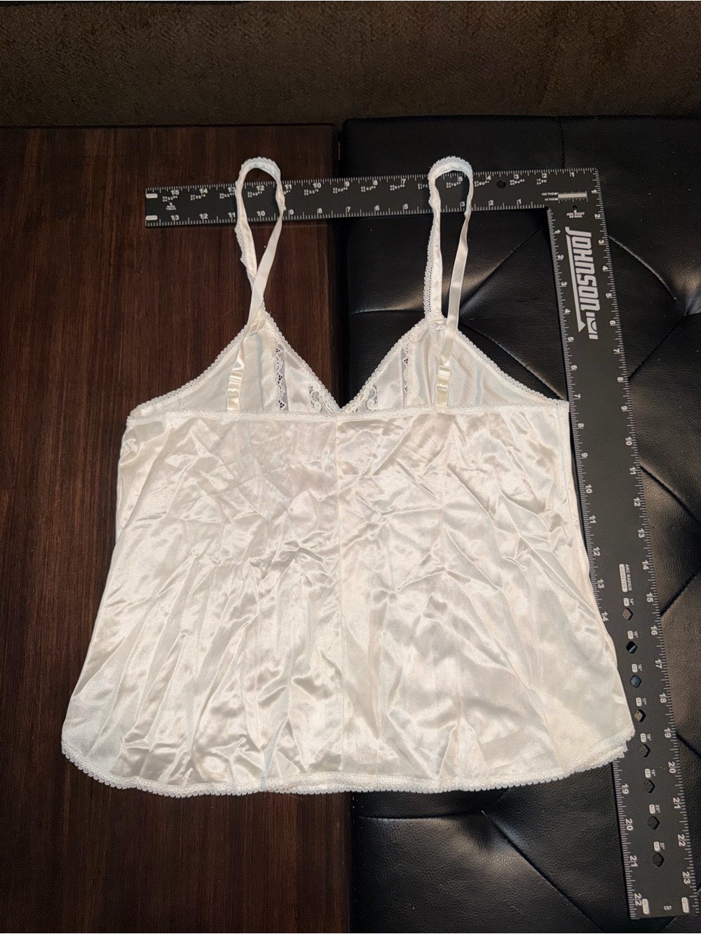 Vintage Satin Lace Cami Tank Top in Ivory - Picture 3 of 3